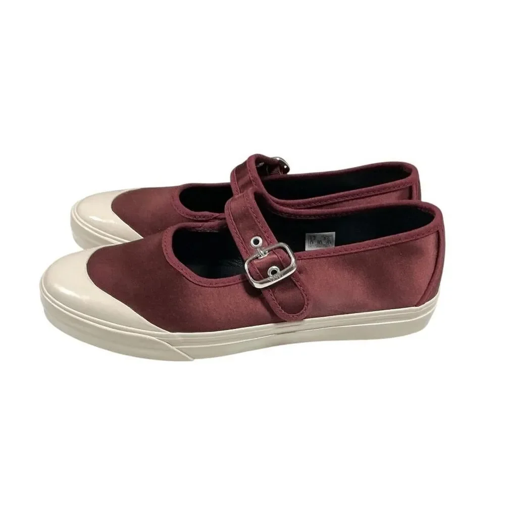 Vans Mary Jane Shoes Womens 8 Brown Satin Premium Low Pro LX Sneakers NEW